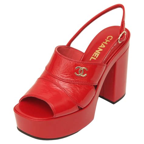 chanel red flat sandals|chanel high heel sandals.